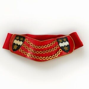 Vtg Salena's Collection Beaded Red Stretch Wide Belt OS Nautical Chain 1989